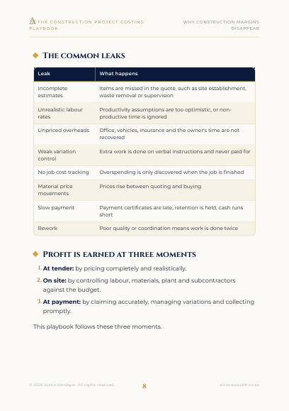 Preview page 3 of The Construction Project Costing Playbook