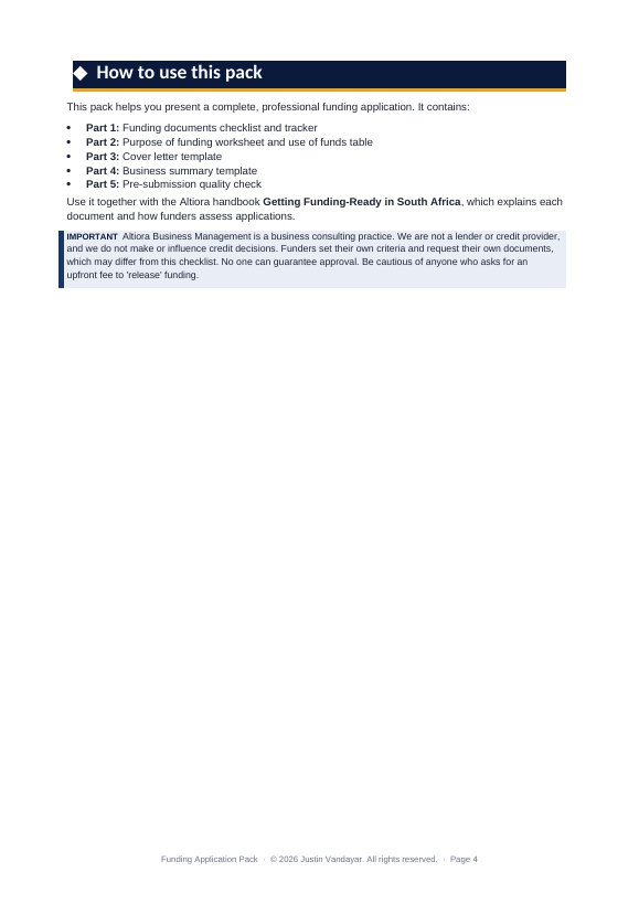 Preview page 1 of Funding Application Pack