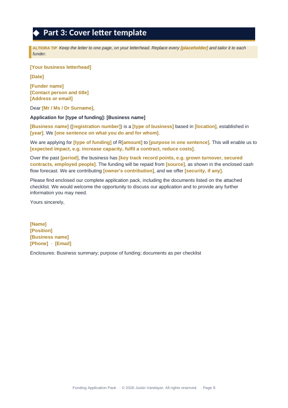 Preview page 3 of Funding Application Pack